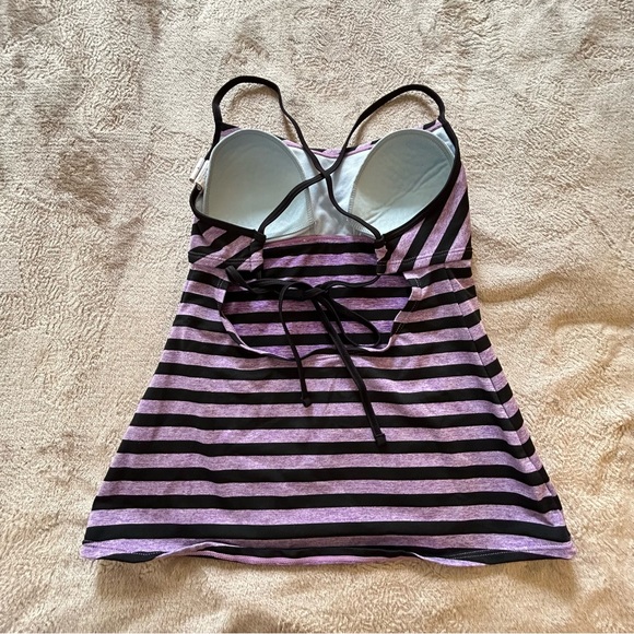 Nike purple and black stripe swimsuit tankini Size 6 - Picture 2 of 10